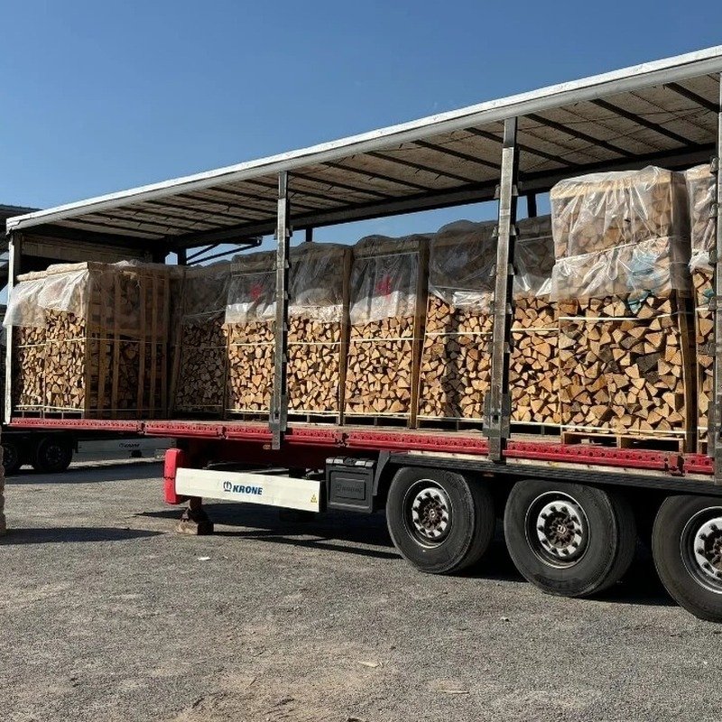 Carga a granel de madera dura mixta (48 RM) — troncos de 25 cm, Premium Mezcla H1 G1