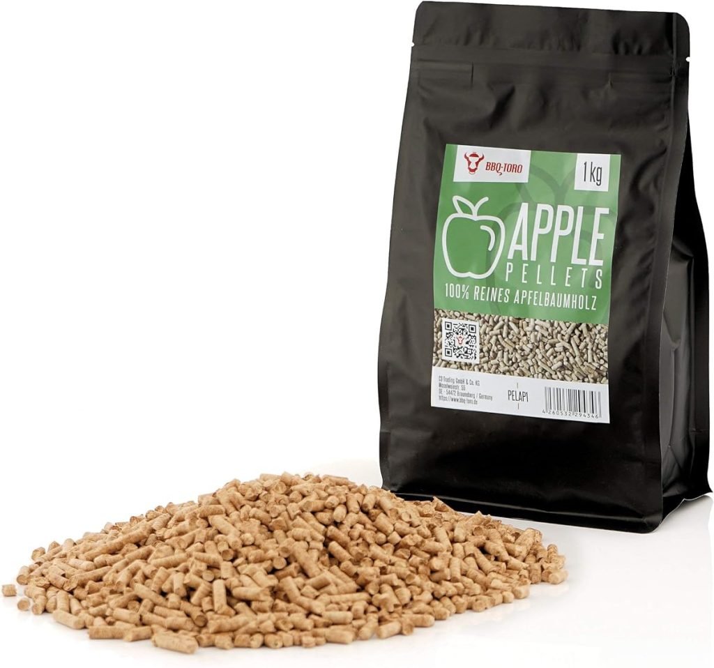 BBQ-Toro Pellets para Barbacoa de 100% Madera de Manzano | 1 kg | Pellets de Manzano para Barbacoa, Ahumador, Horno de Pizza de Pellets y Sistemas de